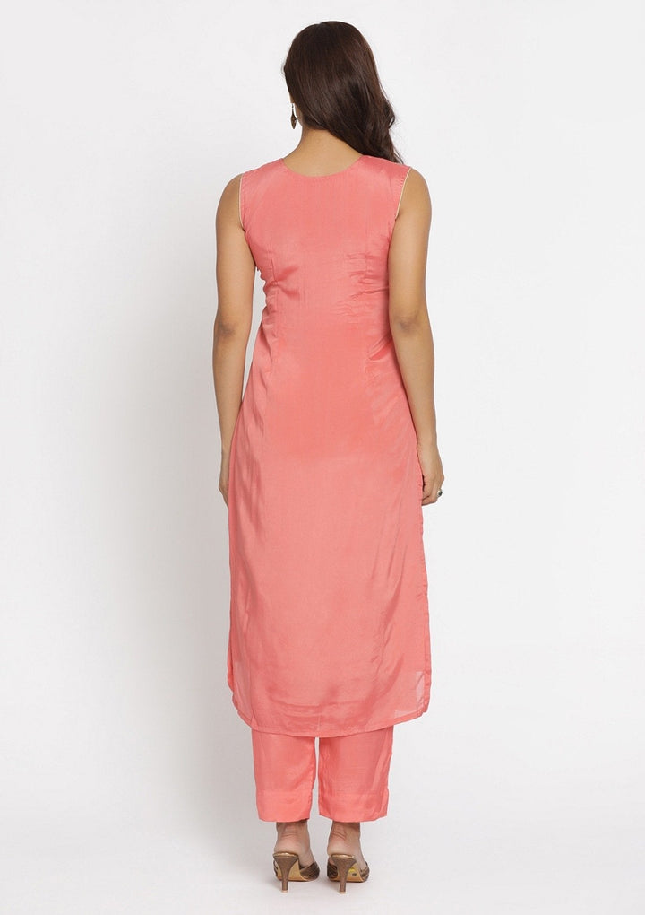 Onion Pink Gotapatti Semi Crepe Designer Unstitched Salwar Suit - koskii