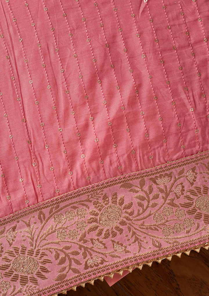 Onion Pink Sequins Semi Crepe Designer Unstitched Salwar Suit - koskii