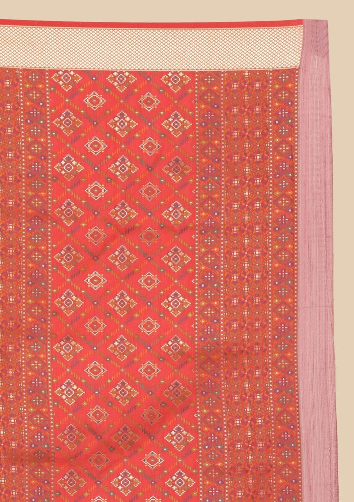 Onion Pink Zariwork Raw Silk Designer Saree - koskii