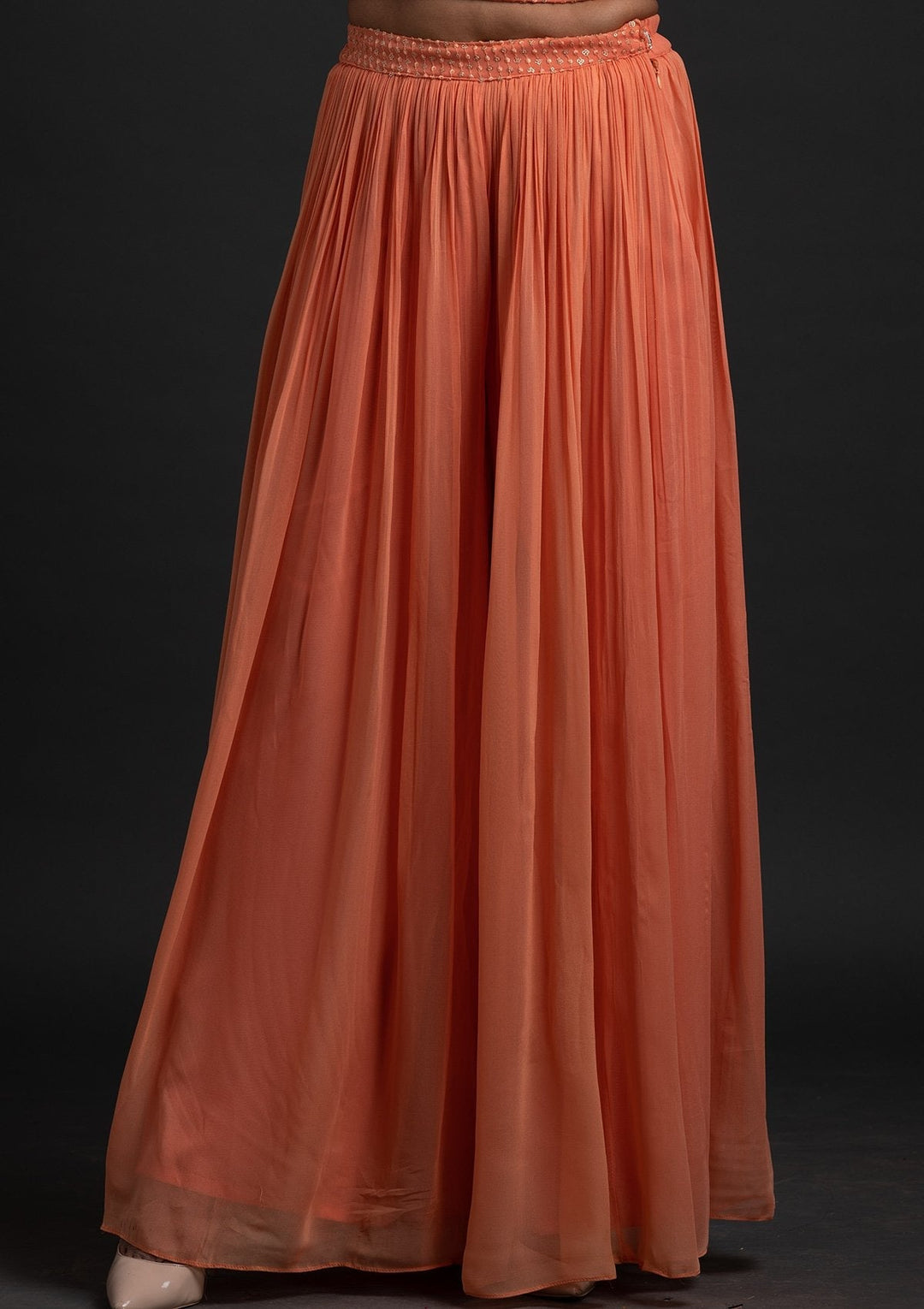 Orange Sequins Georgette Designer Salwar Suit - koskii