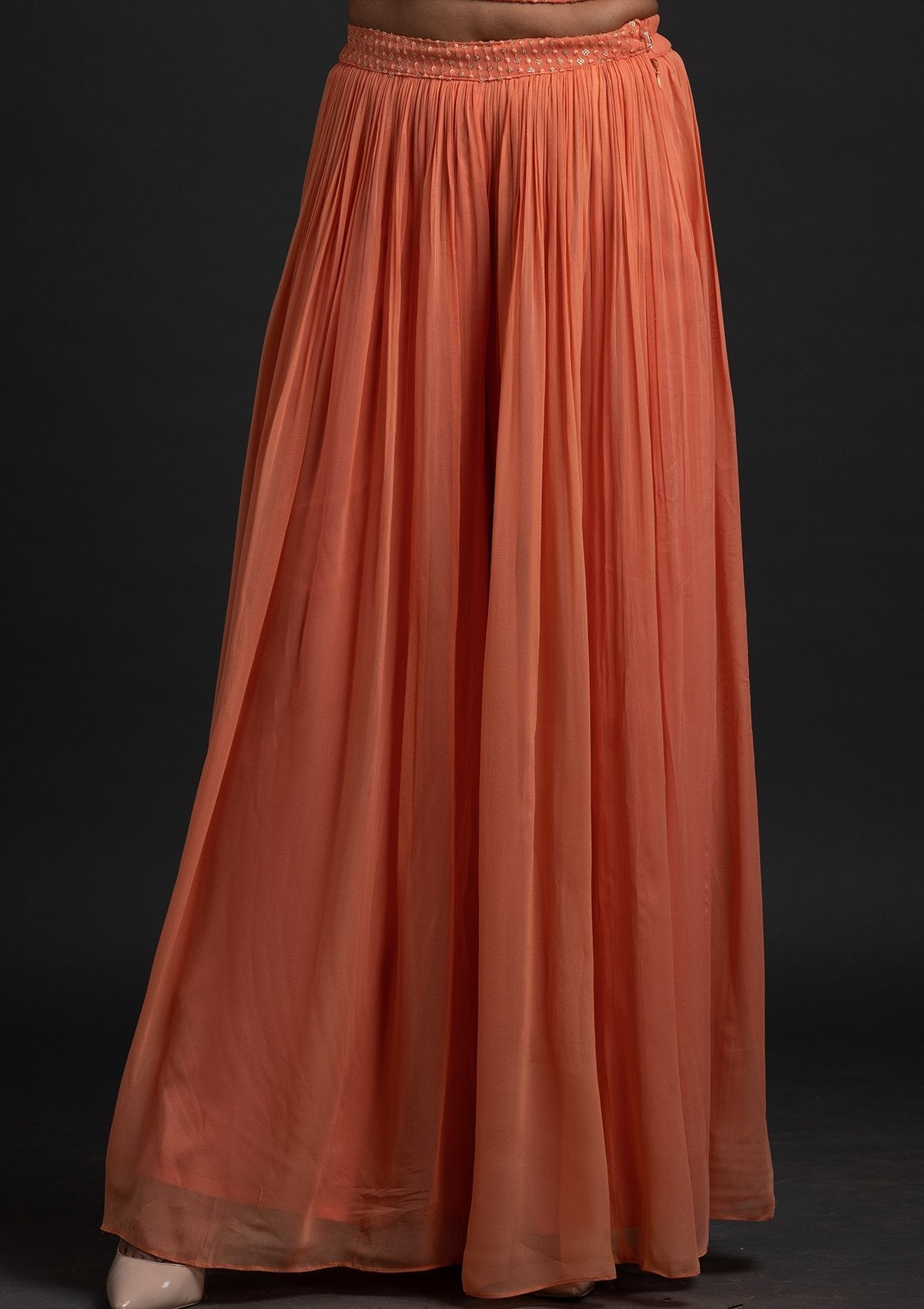 Orange Sequins Georgette Designer Salwar Suit - koskii