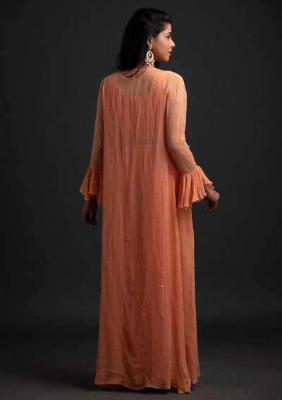 Orange Sequins Georgette Designer Salwar Suit - koskii