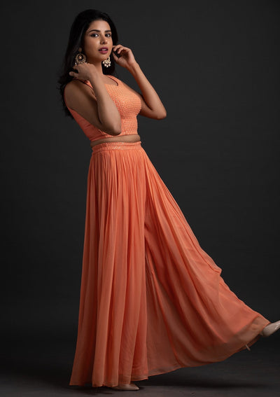 Orange Sequins Georgette Designer Salwar Suit - koskii
