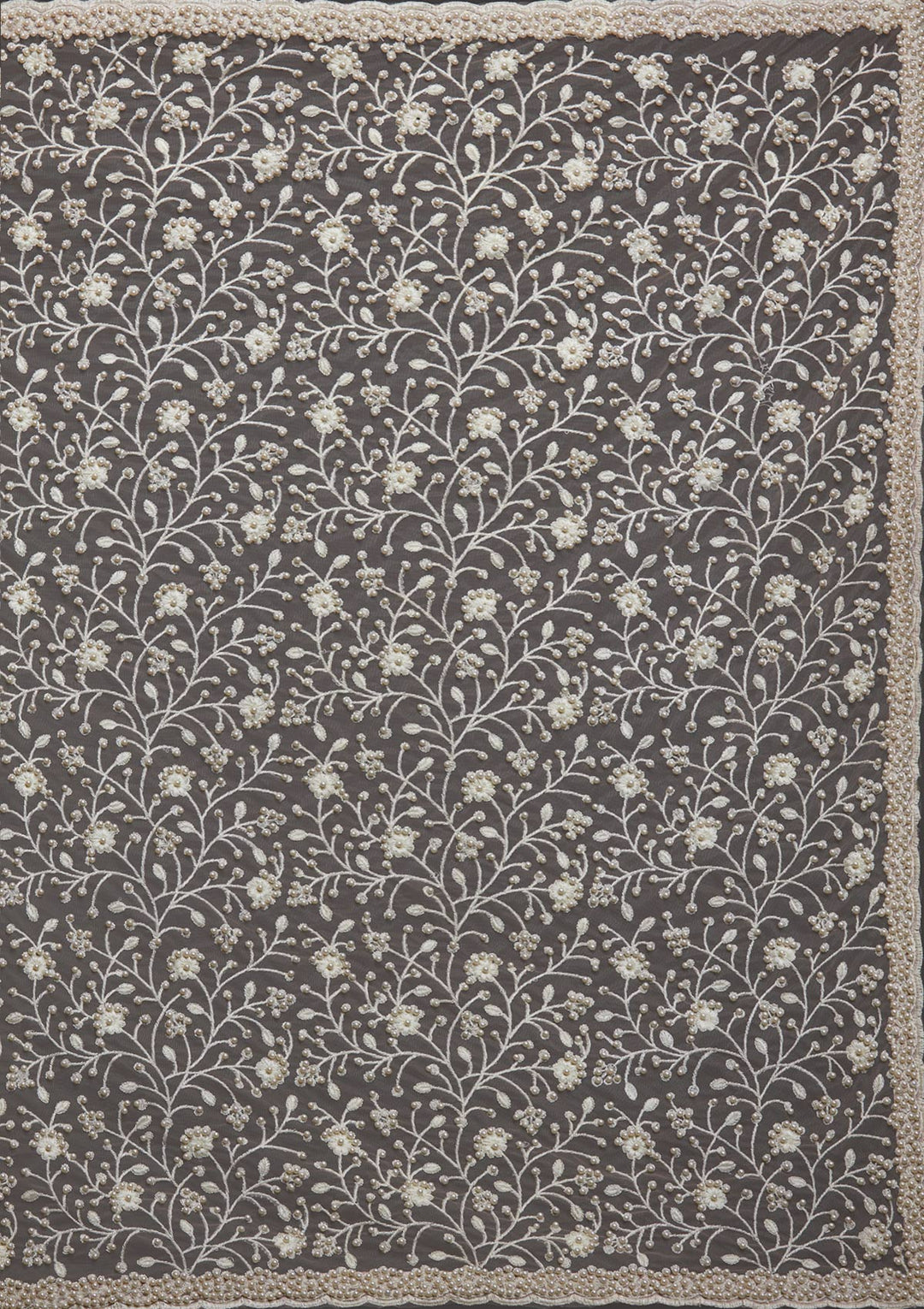 Peach Pearlwork Net Designer Saree-Koskii