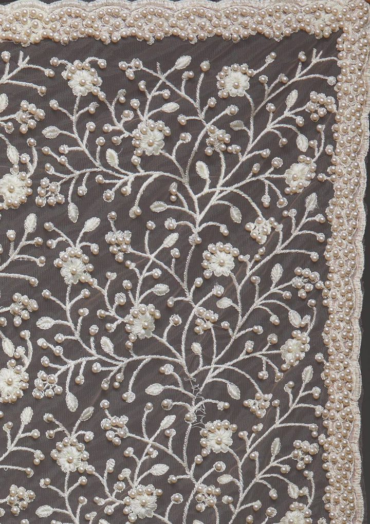 Peach Pearlwork Net Designer Saree-Koskii