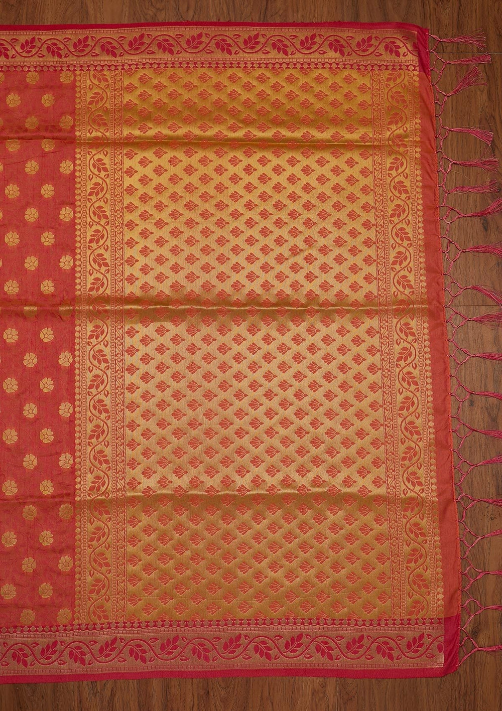 Peach Zariwork Art Silk Designer Saree - koskii