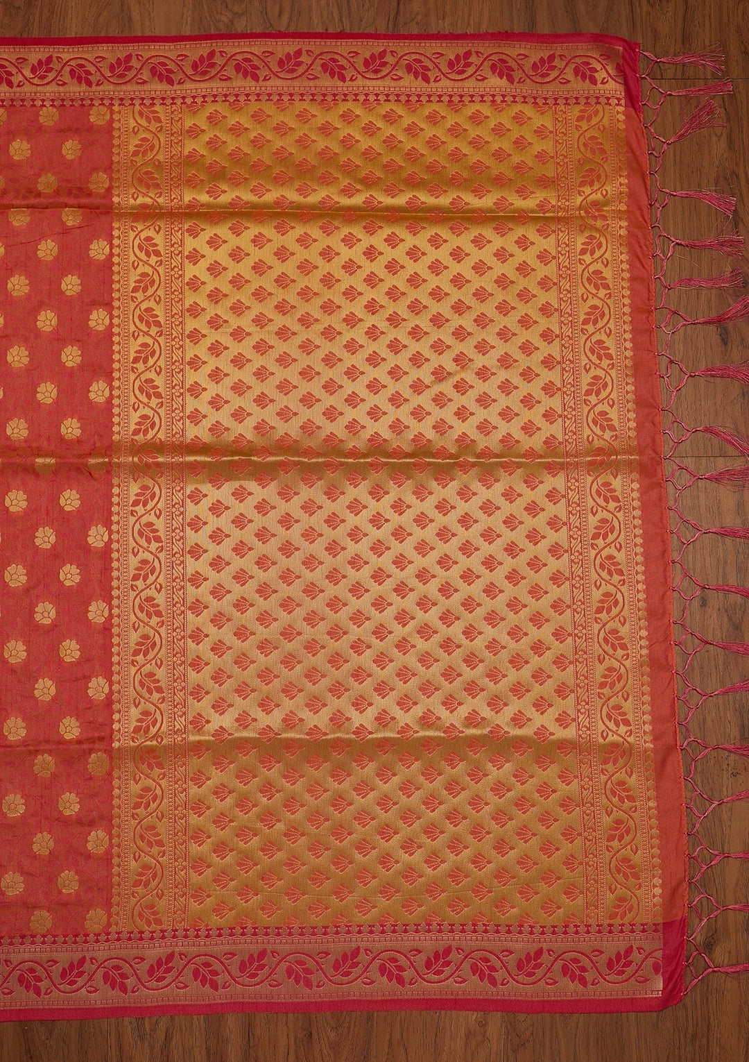 Peach Zariwork Art Silk Designer Saree - koskii