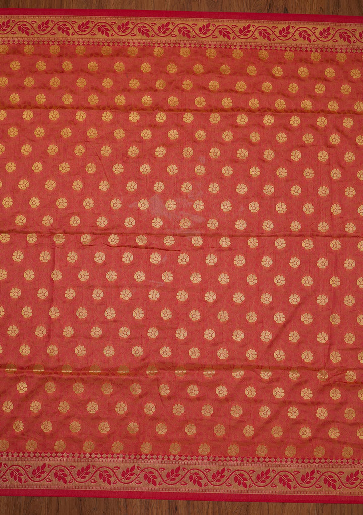 Peach Zariwork Art Silk Designer Saree - koskii