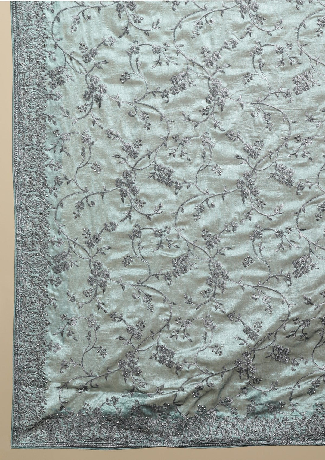 Sea Green Stonework  Art Silk Designer Saree - koskii
