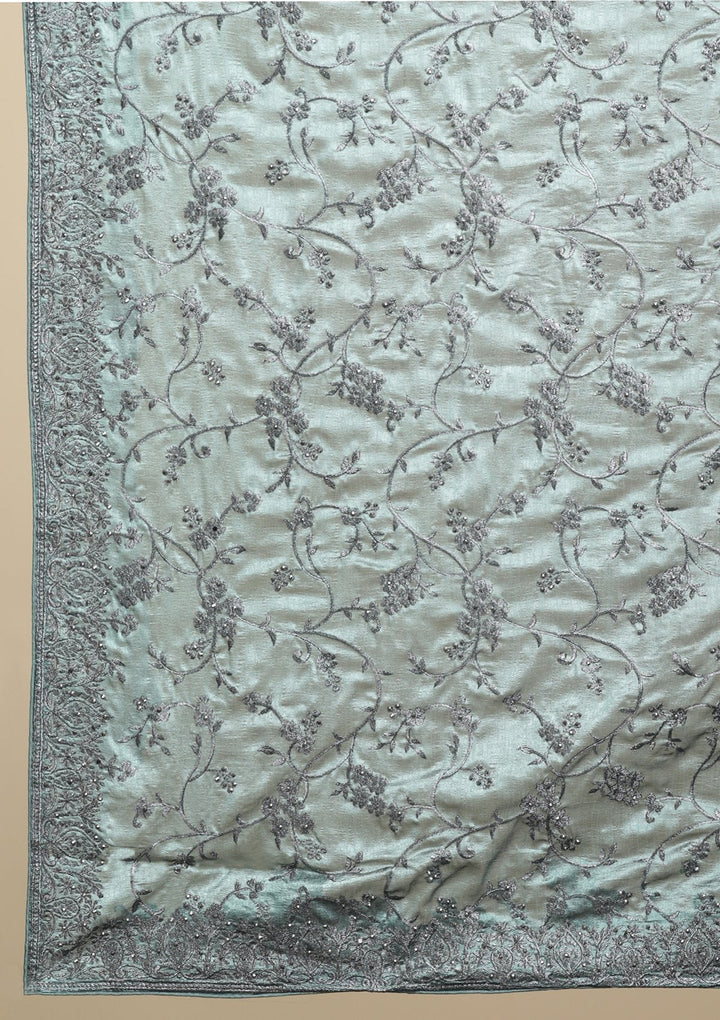 Sea Green Stonework  Art Silk Designer Saree - koskii