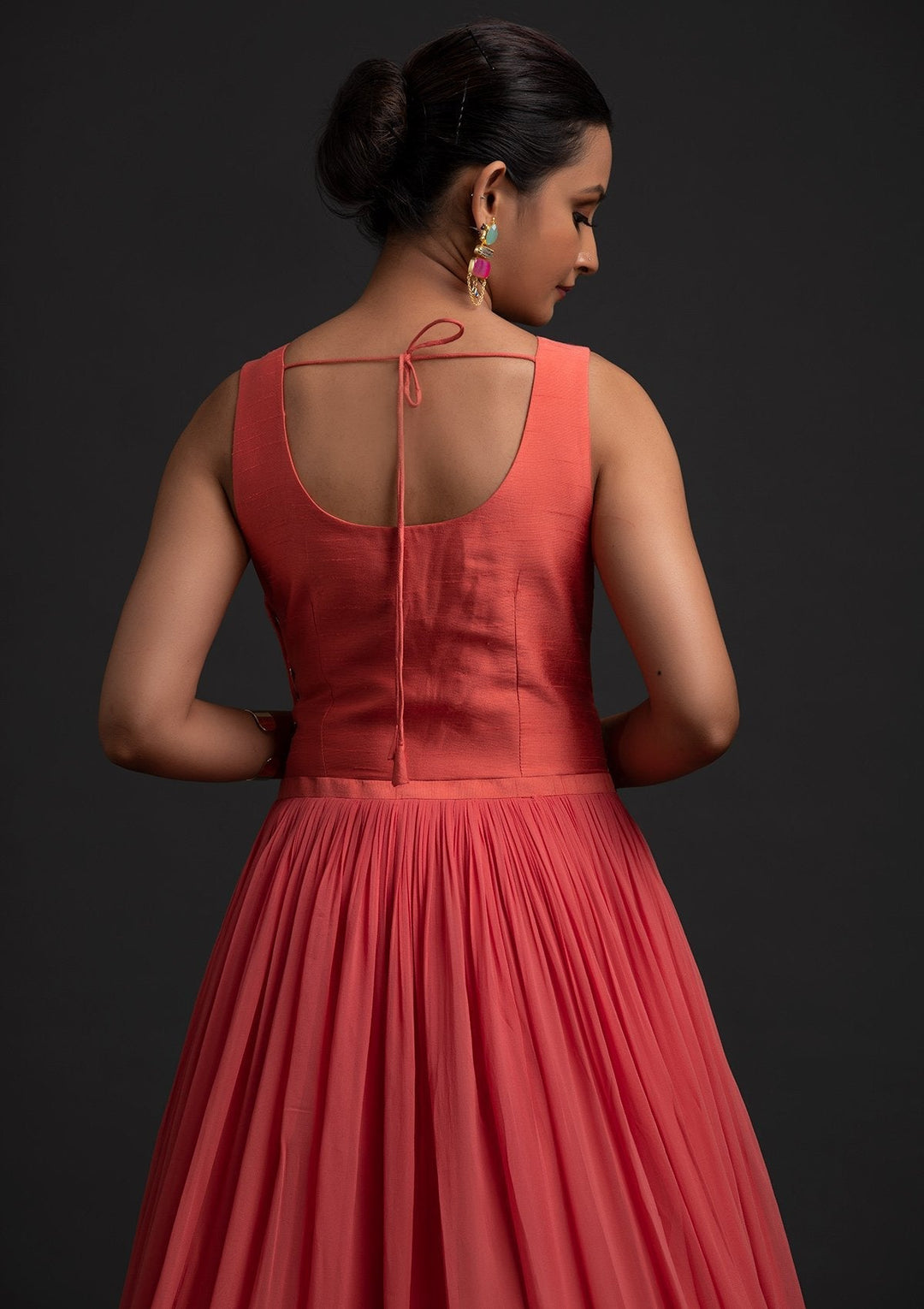 Pink Sequins Georgette Designer Gown - koskii