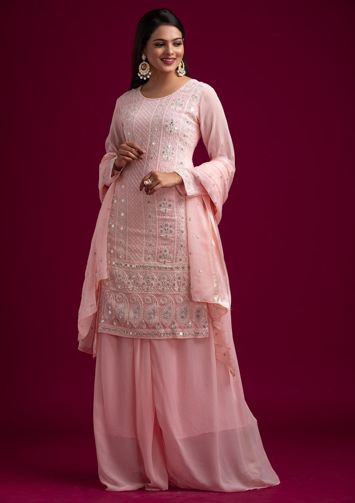 Pink Chikankari Georgette Designer Salwar Suit - koskii