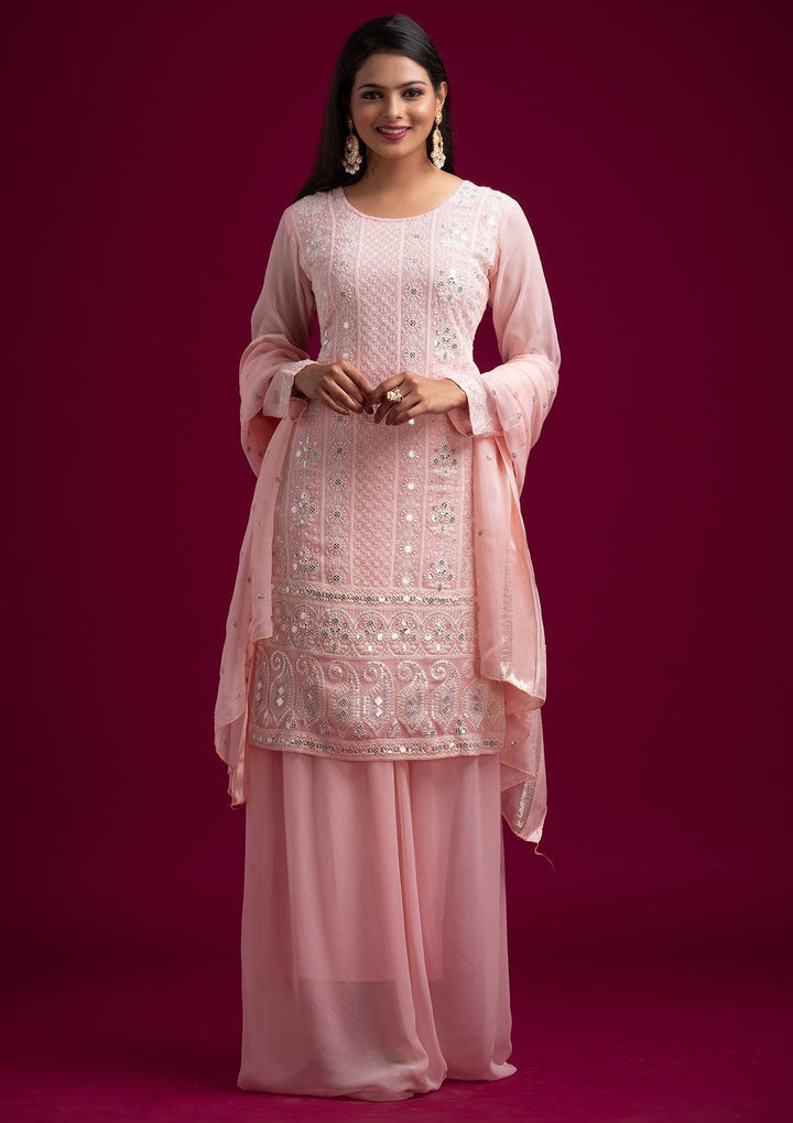 Pink Chikankari Georgette Designer Salwar Suit - koskii