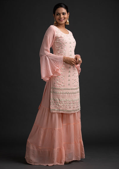 Pink Sequins Georgette Designer Salwar Suit - koskii