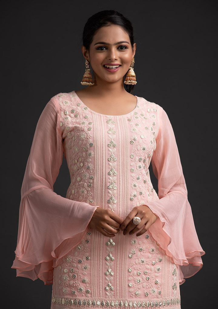 Pink Sequins Georgette Designer Salwar Suit - koskii