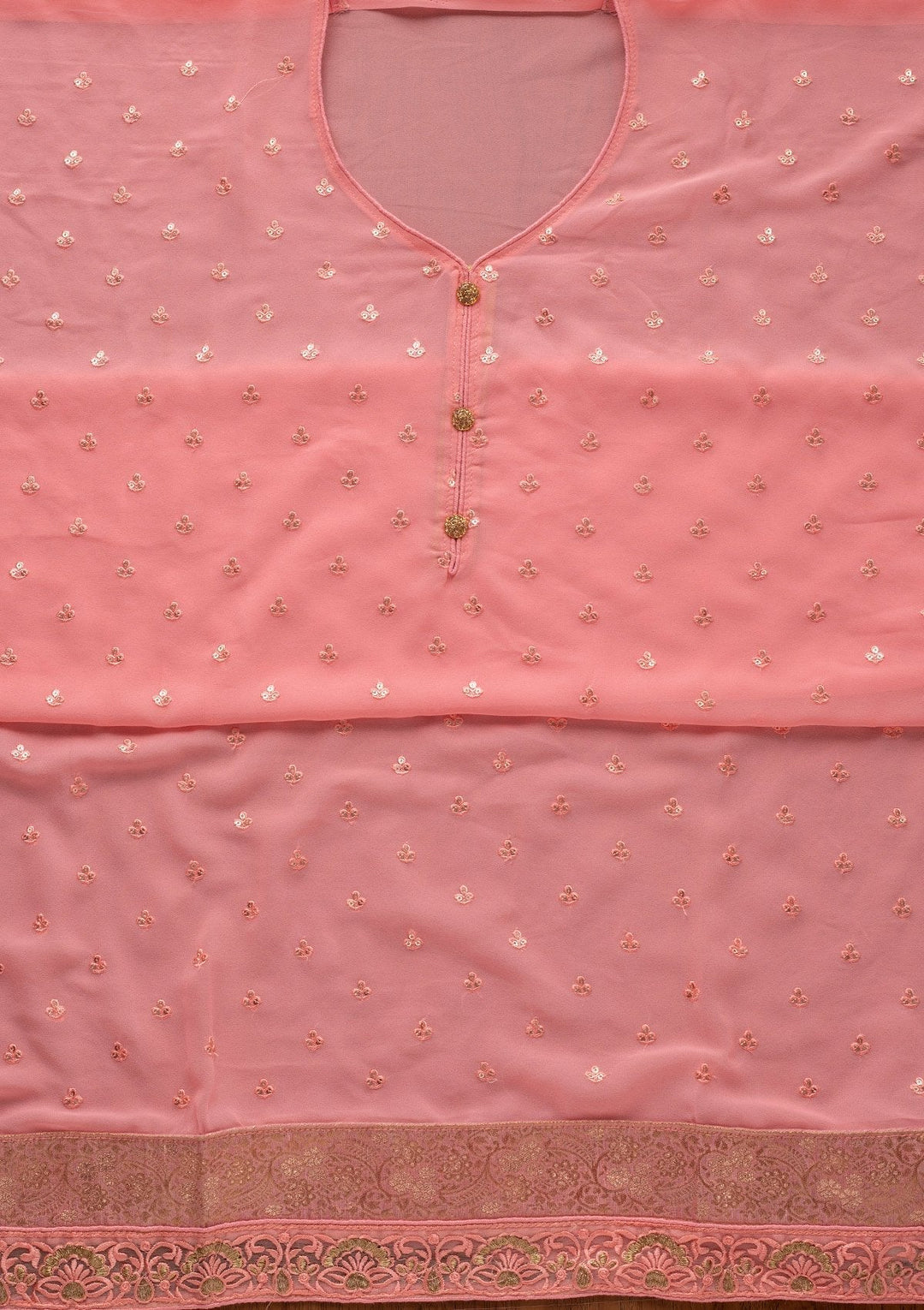 Pink Stonework Georgette Designer Unstitched Salwar Suit - koskii
