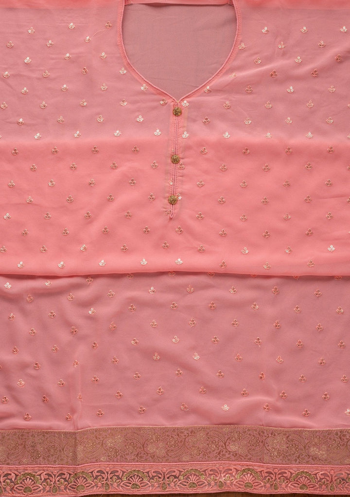 Pink Stonework Georgette Designer Unstitched Salwar Suit - koskii