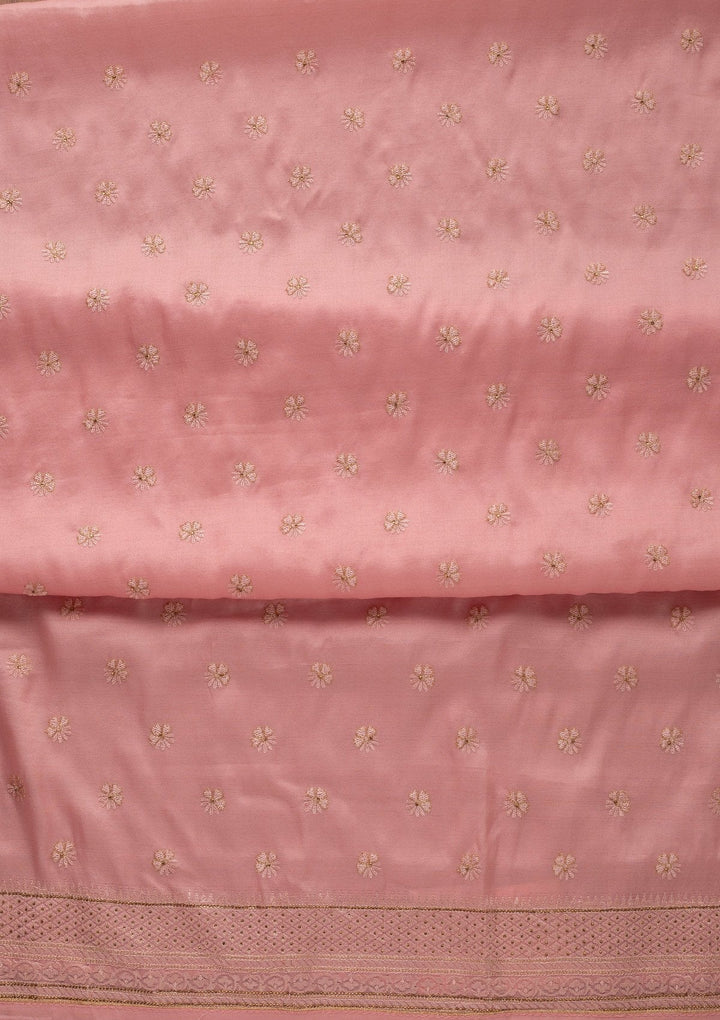 Pink Swarovski Chanderi Designer Unstitched Salwar Suit - koskii