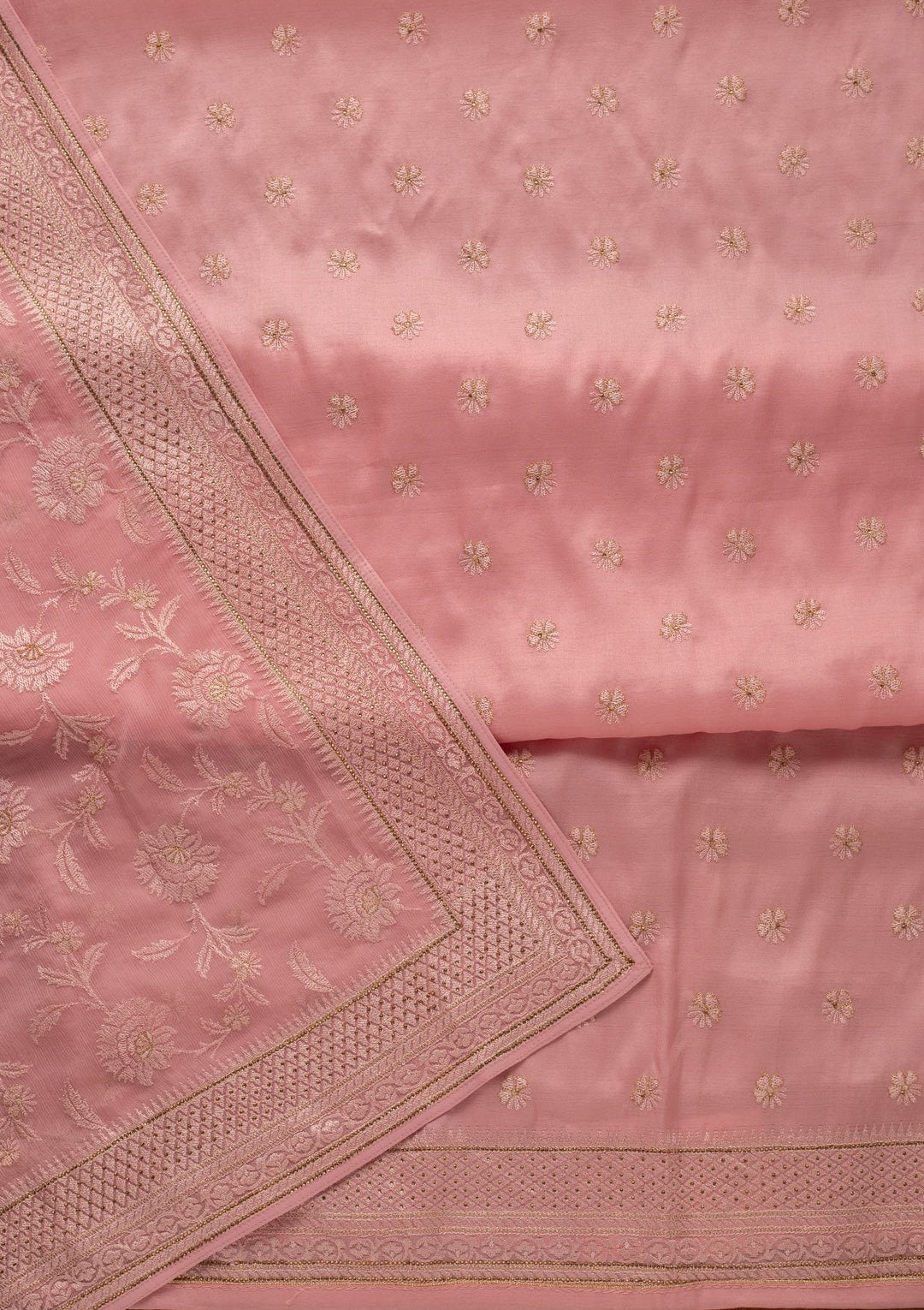 Pink Swarovski Chanderi Designer Unstitched Salwar Suit - koskii