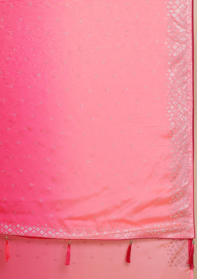 Pink Swarovski Satin Designer Saree - koskii