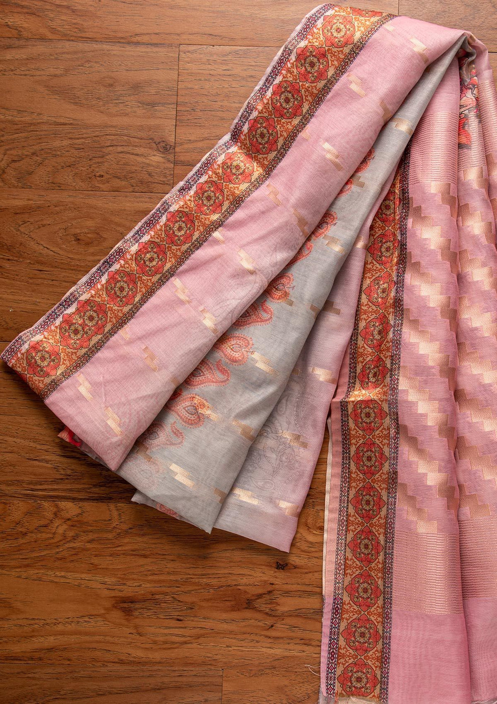 Pink Threadwork Georgette Designer Unstitched Salwar Suit - koskii