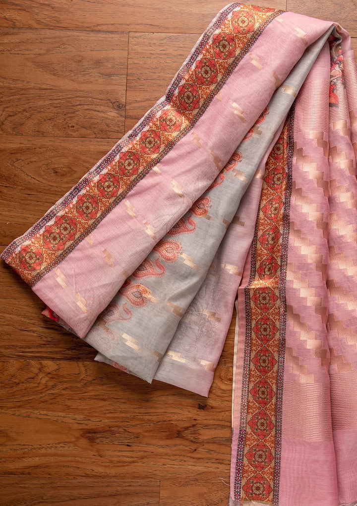 Pink Threadwork Georgette Designer Unstitched Salwar Suit - koskii