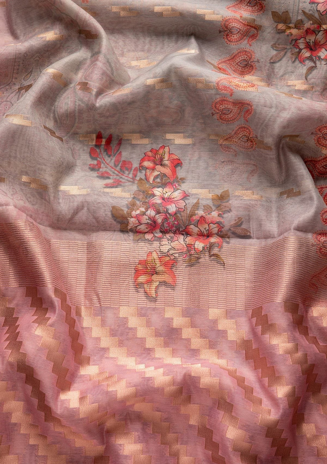 Pink Threadwork Georgette Designer Unstitched Salwar Suit - koskii