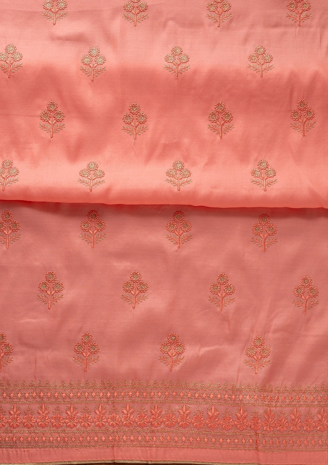Pink Threadwork Semi Crepe Designer Unstitched Salwar Suit - koskii