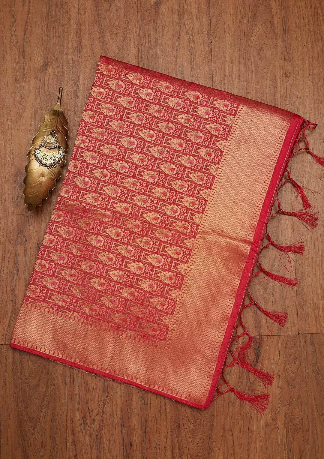 Pink Zariwork Raw Silk Designer Saree - koskii