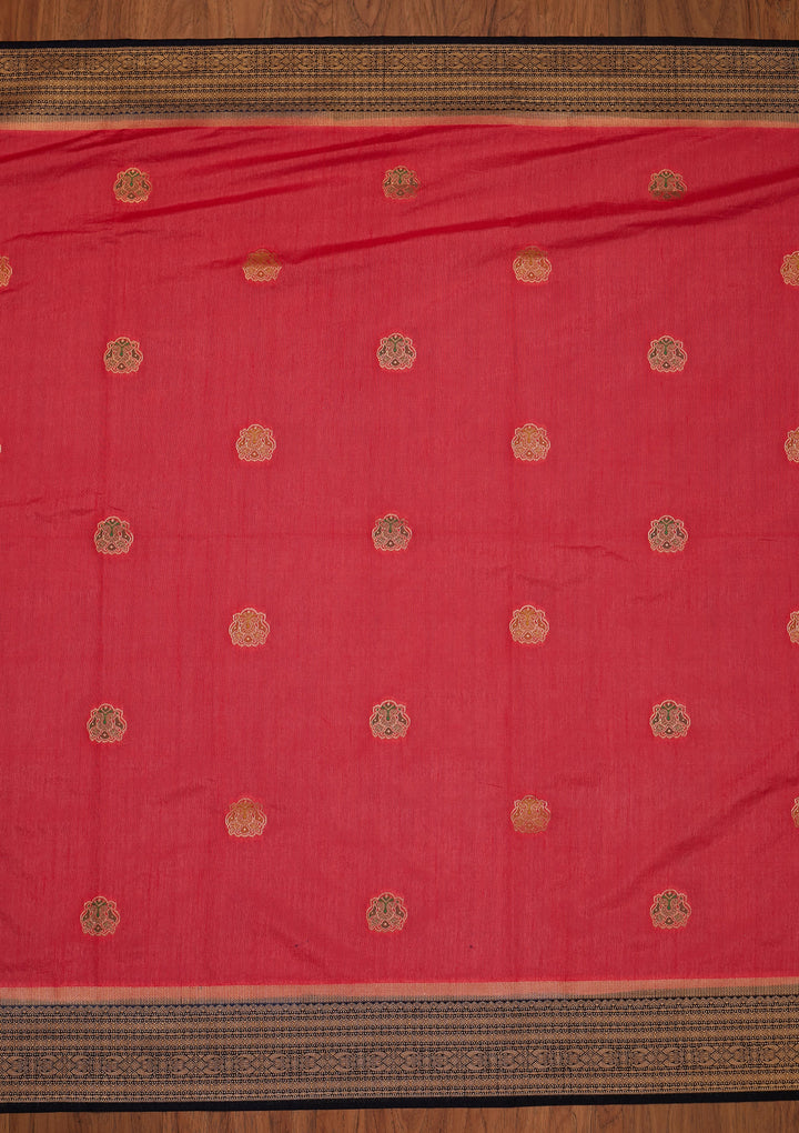 Pink Zariwork Raw Silk Designer Saree - koskii