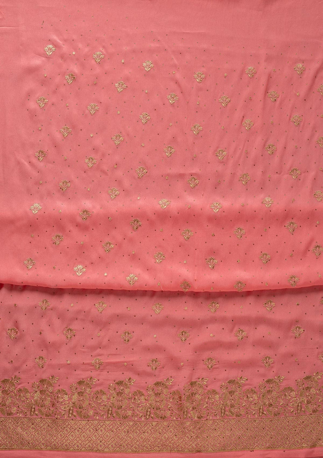 Pink Zariwork Semi Crepe Designer Unstitched Salwar Suit - koskii