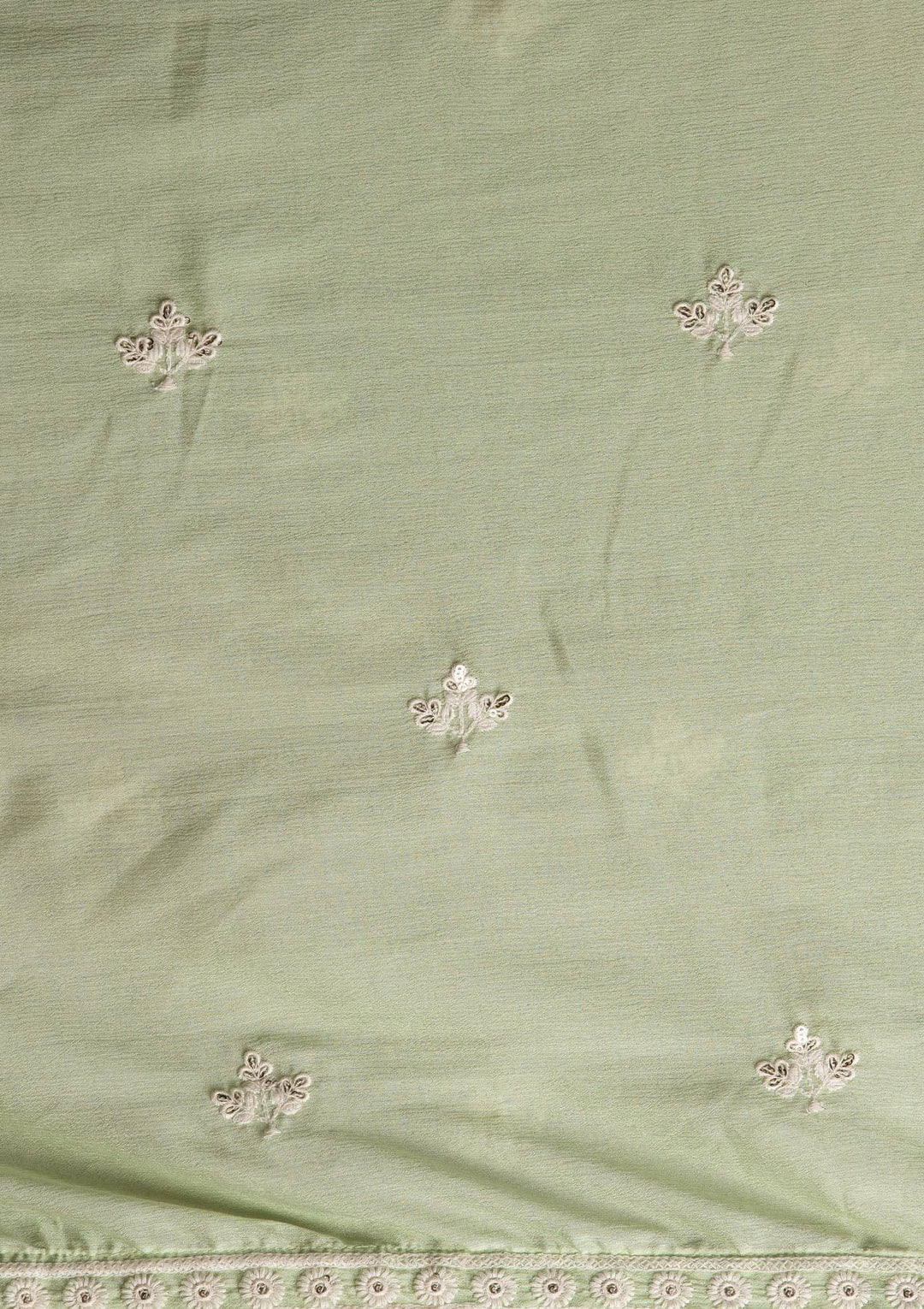 Pista Green Threadwork Georgette Designer Lehenga - koskii