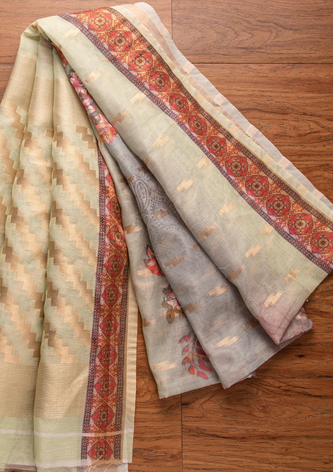 Pista Green Threadwork Georgette Designer Unstitched Salwar Suit - koskii