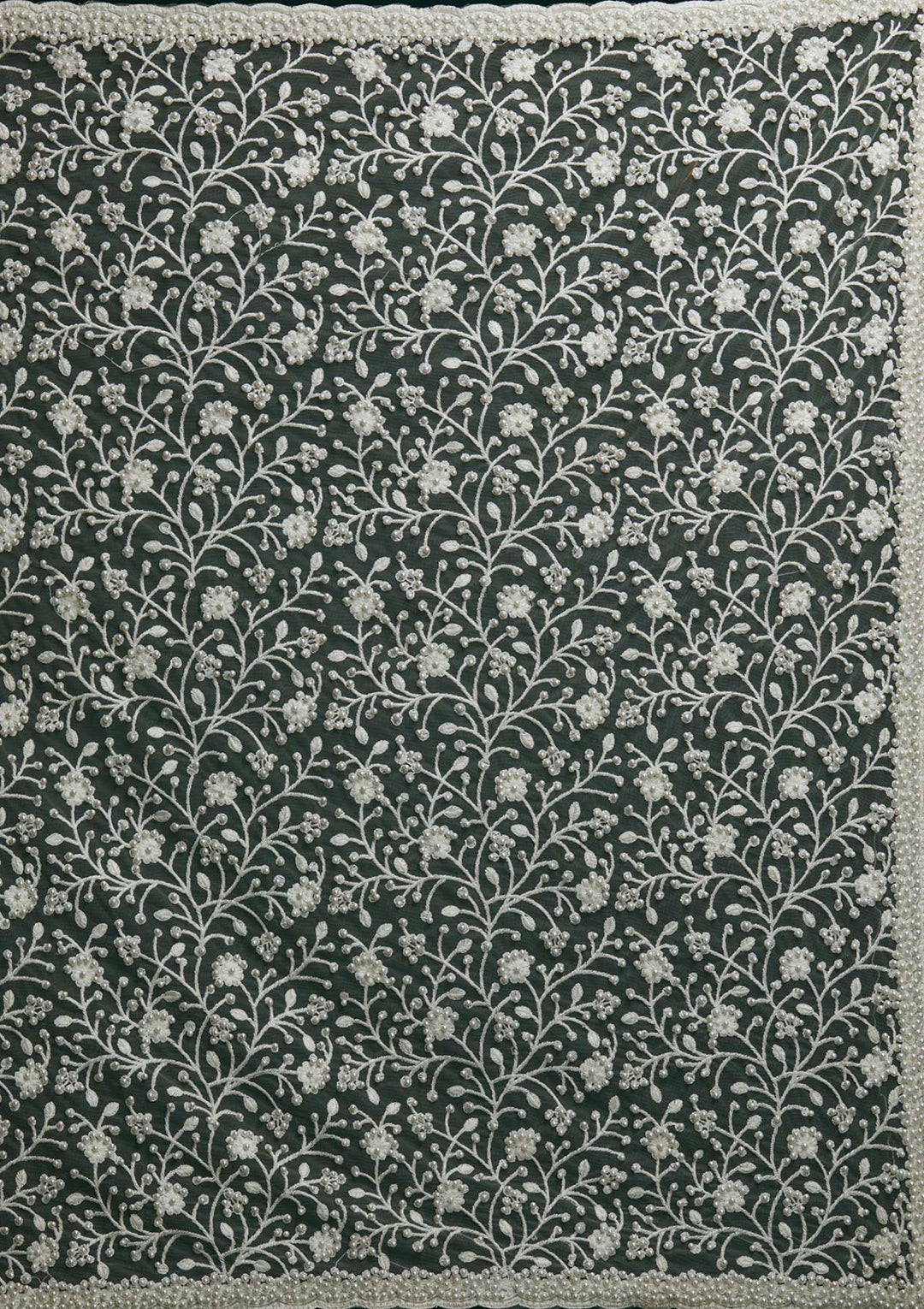 Pista Green Pearlwork  Net Designer Saree - Koskii