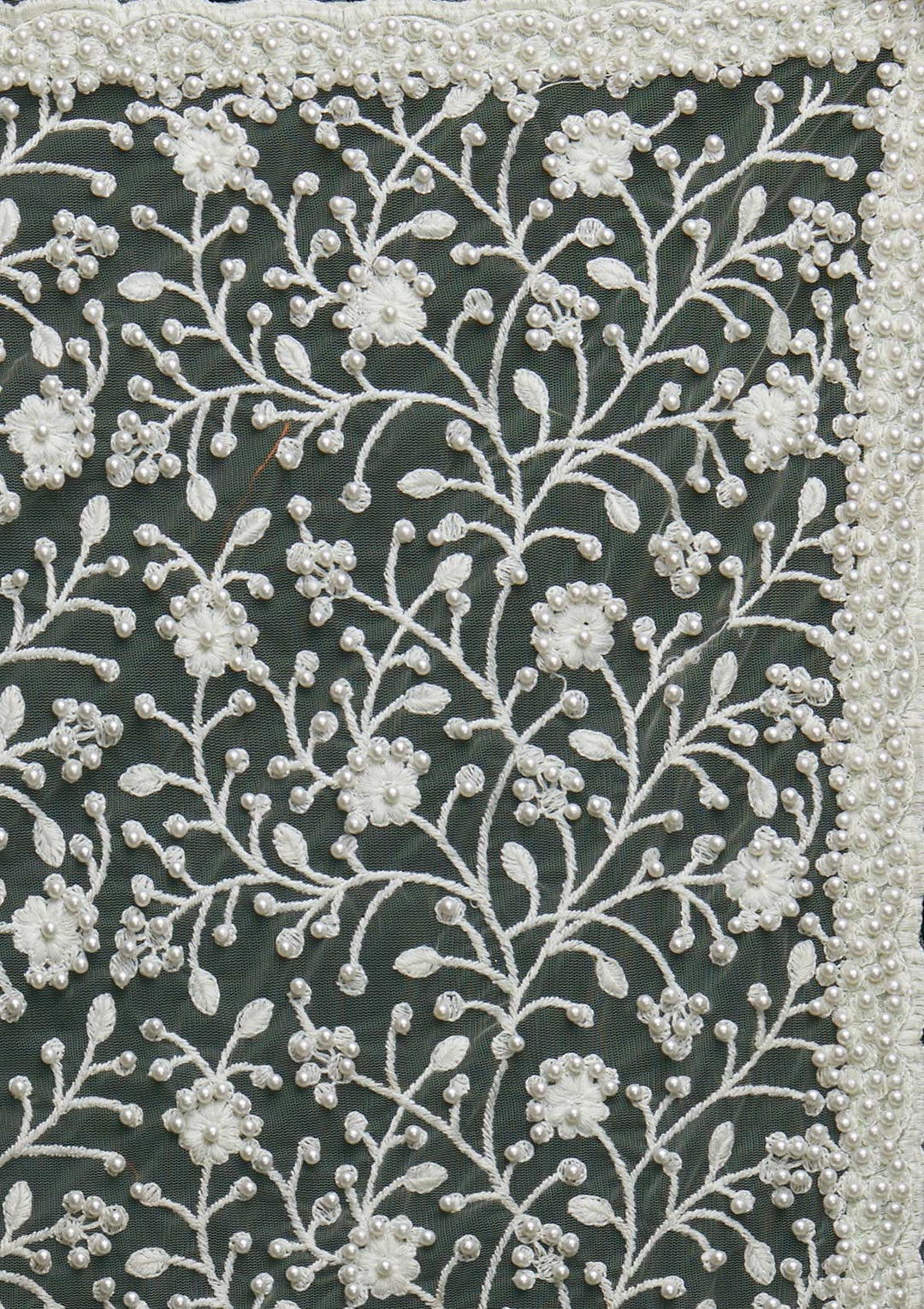 Pista Green Pearlwork  Net Designer Saree - Koskii