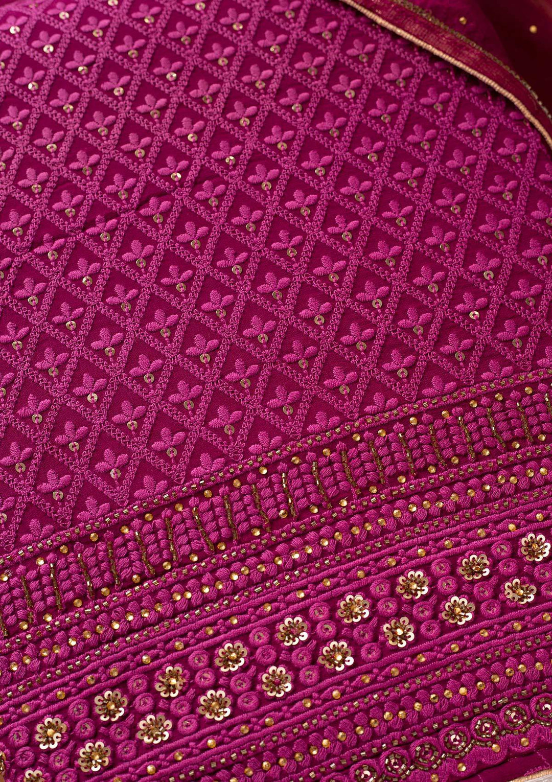 Purple Chikankari Georgette Designer Unstitched Salwar Suit - koskii
