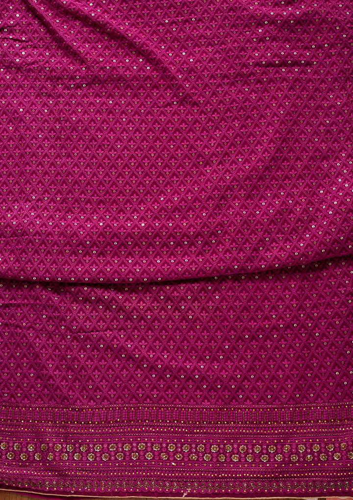 Purple Chikankari Georgette Designer Unstitched Salwar Suit - koskii