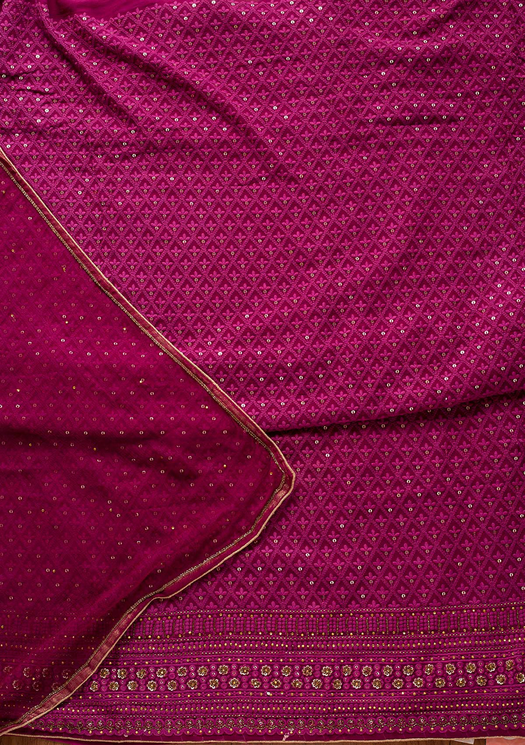 Purple Chikankari Georgette Designer Unstitched Salwar Suit - koskii