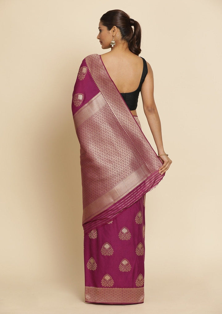 Purple Zariwork Raw Silk Designer Saree - koskii