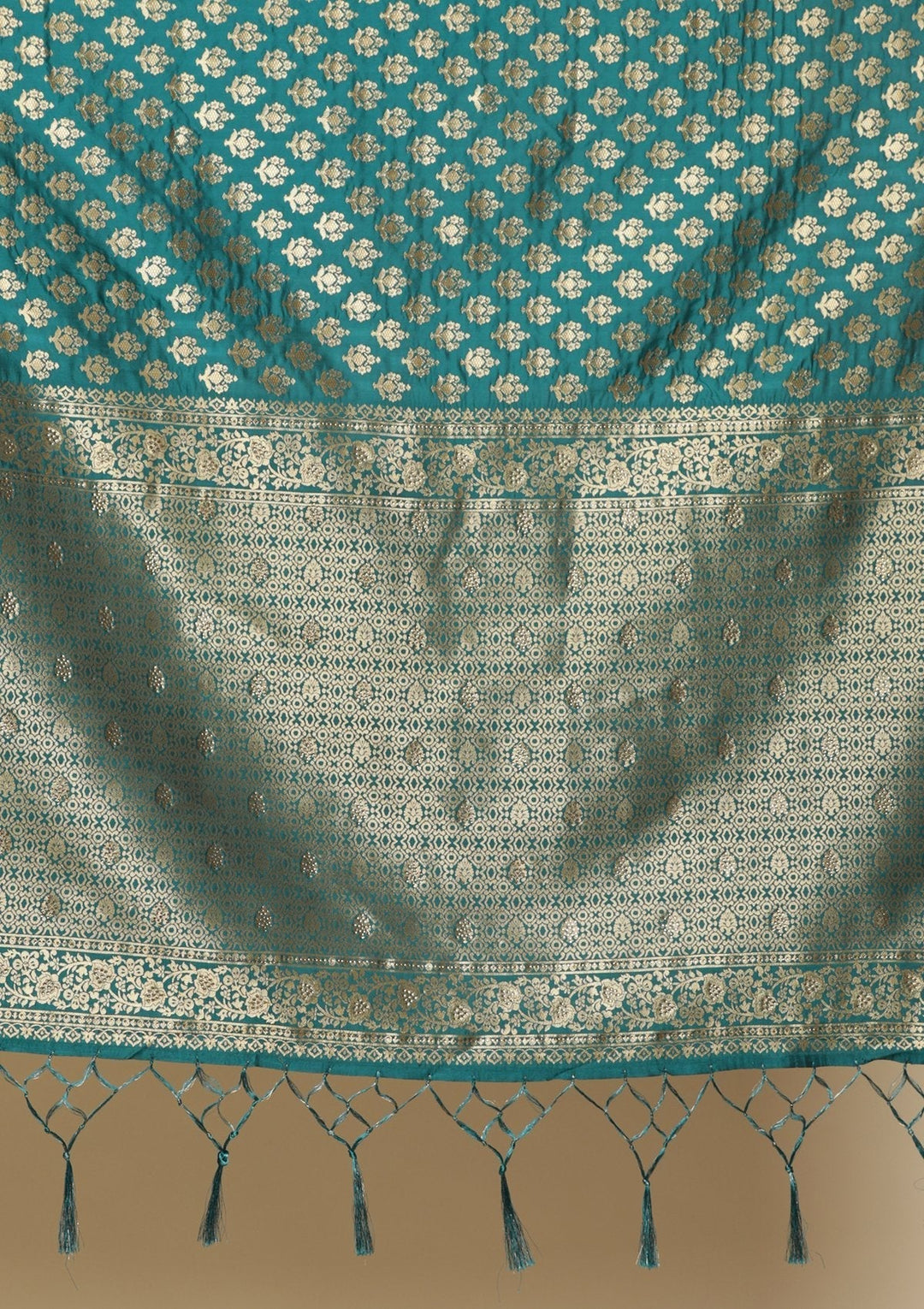 Rama Green Swarovski  Brocade Designer Saree - koskii