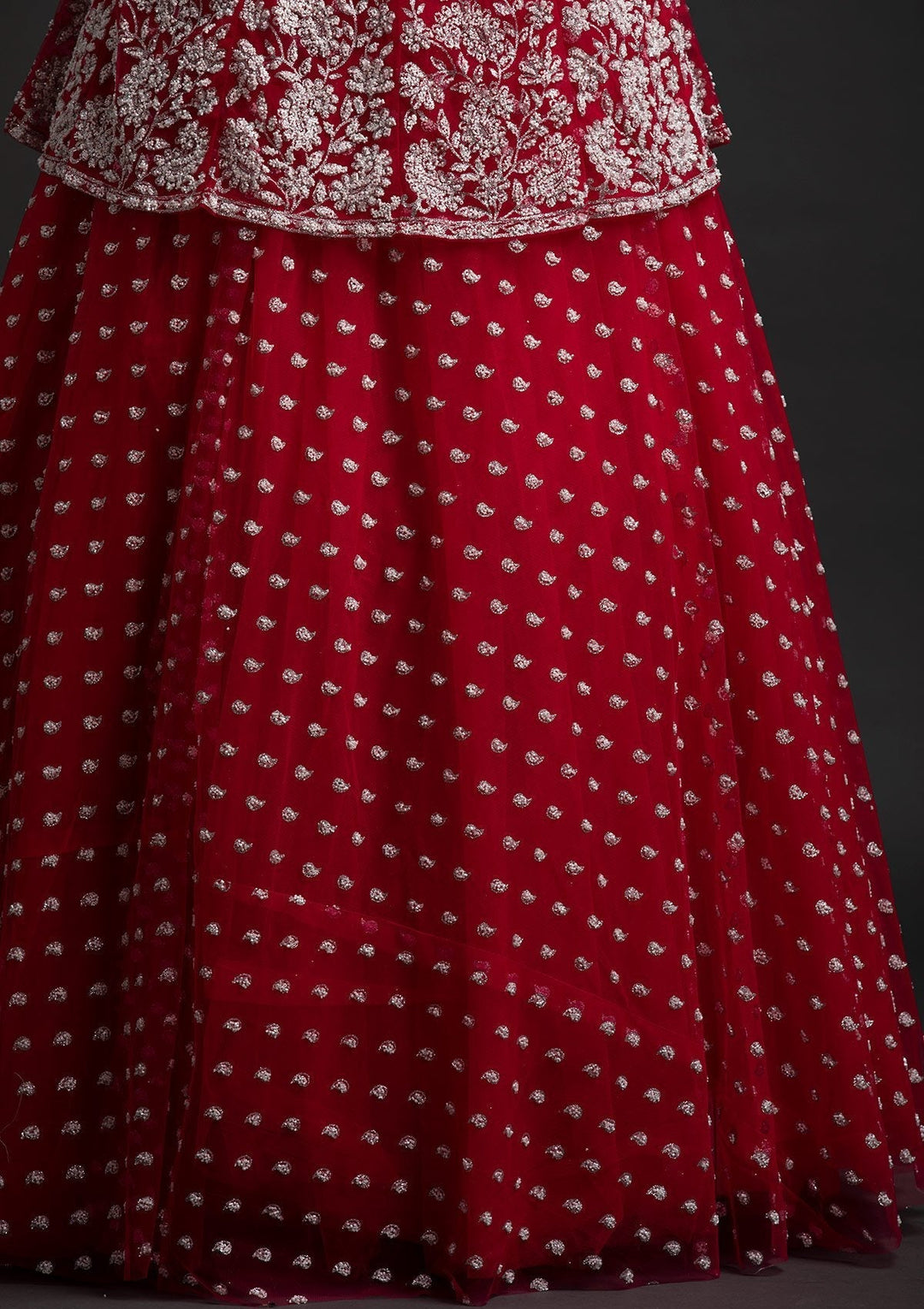 Rani Pink Glitter Net Designer Lehenga - koskii