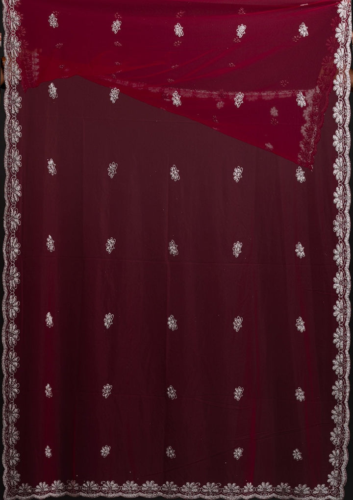 Rani Pink Glitter Net Designer Lehenga - koskii