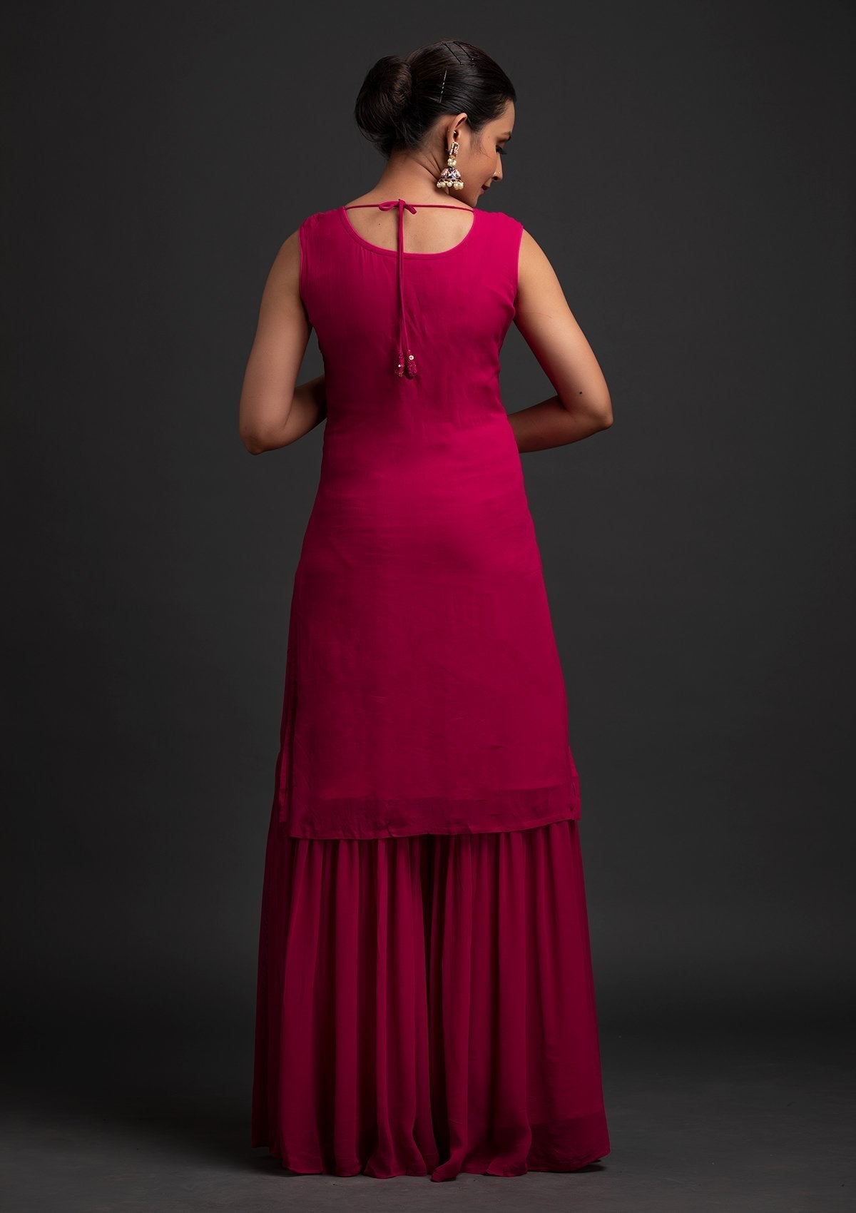 Rani Pink Sequins Semi Crepe Designer Salwar Suit - koskii