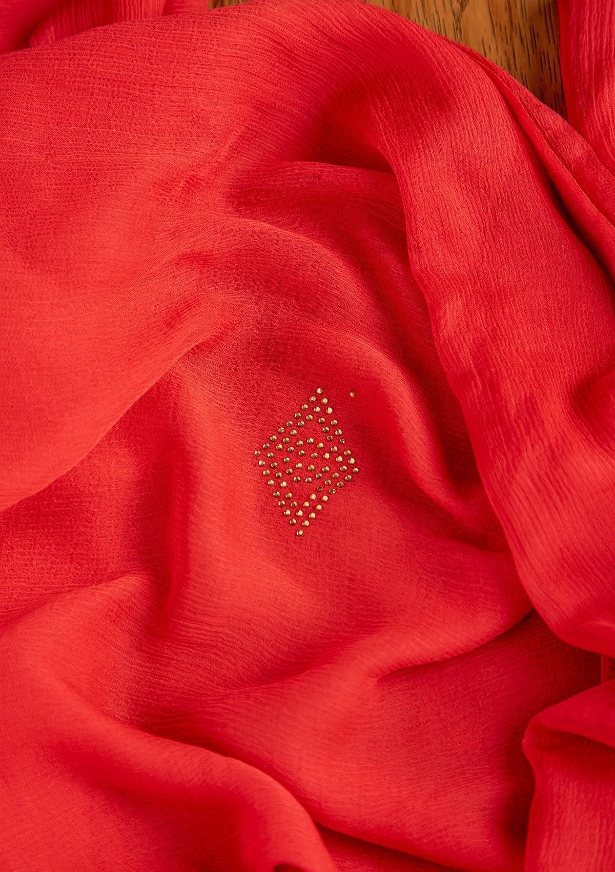 Rani Pink Stonework Semi Crepe Designer Unstitched Salwar Suit - koskii