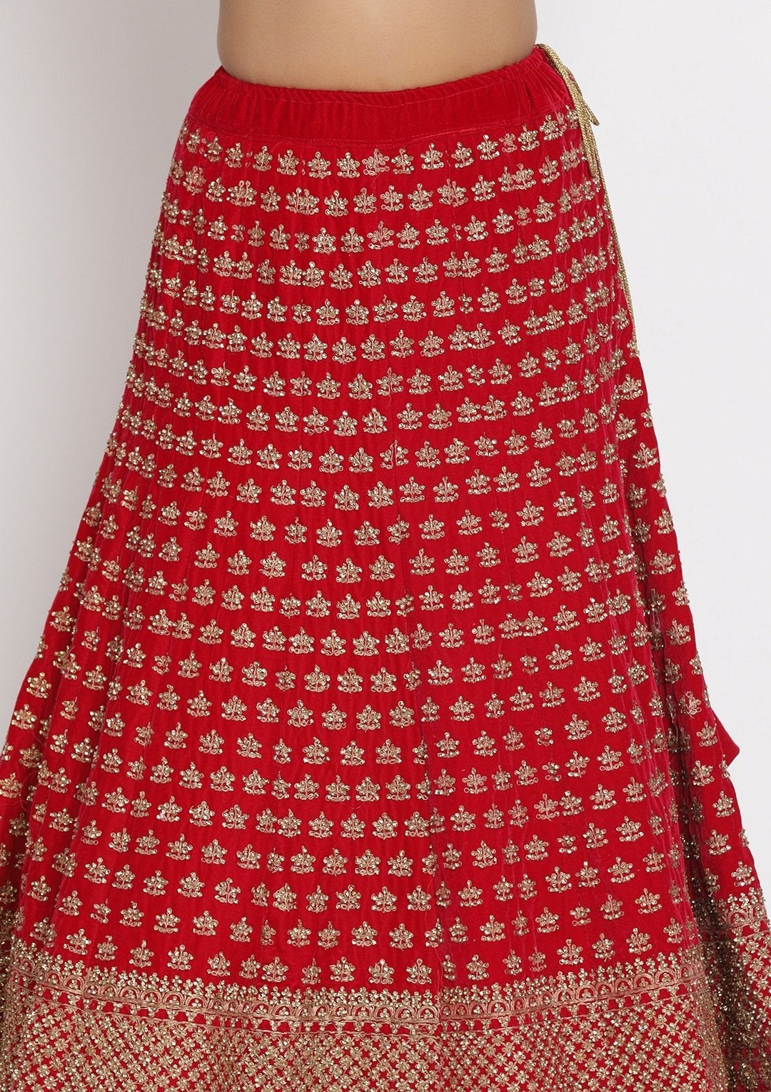 Rani Pink Stonework Velvet Designer Semi-Stitched Lehenga - koskii