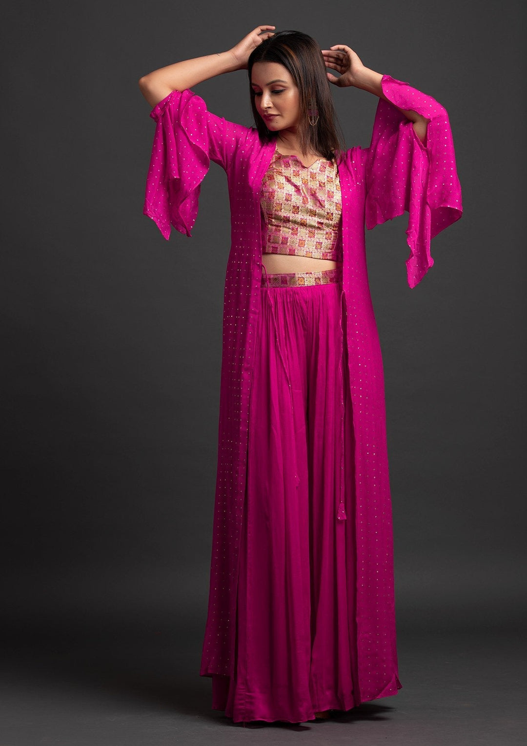 Rani Pink Zariwork Brocade Designer Salwar Suit - koskii