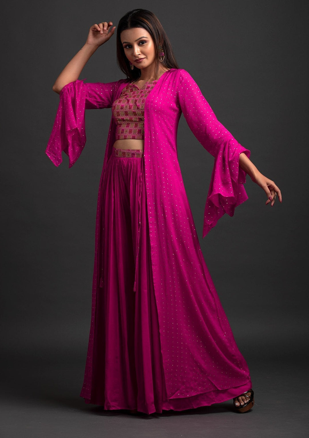 Rani Pink Zariwork Brocade Designer Salwar Suit - koskii