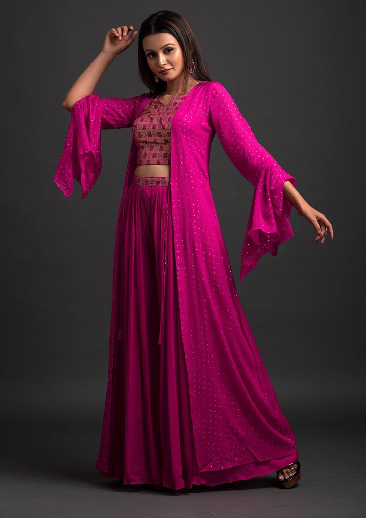 Rani Pink Zariwork Brocade Designer Salwar Suit - koskii