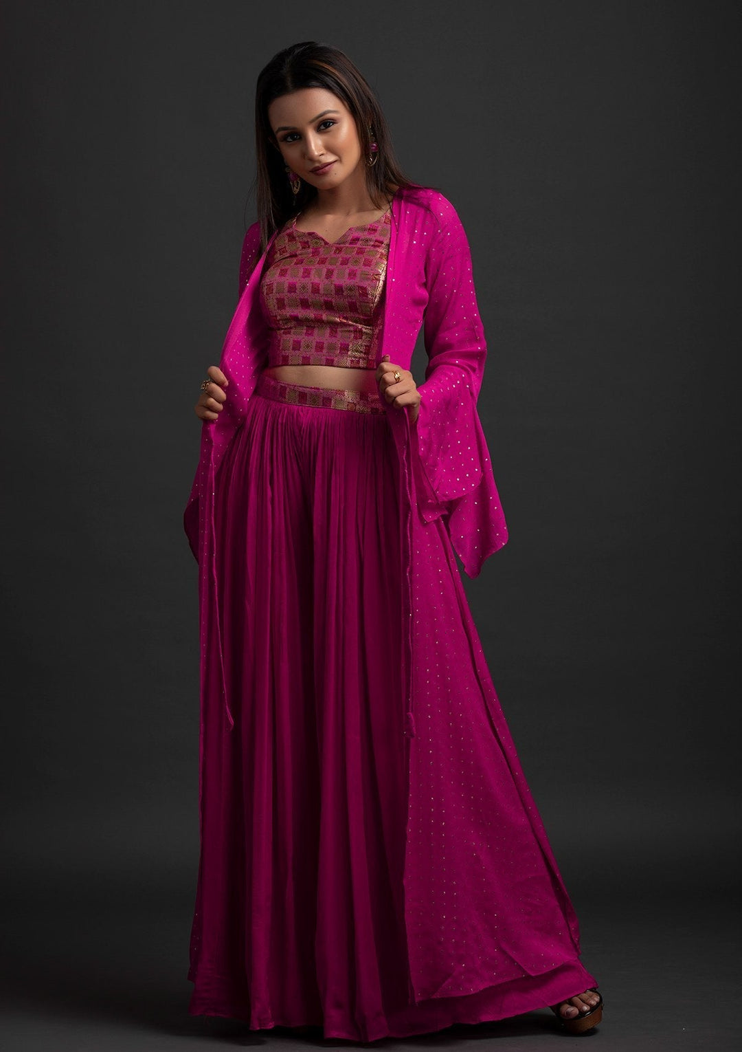 Rani Pink Zariwork Brocade Designer Salwar Suit - koskii