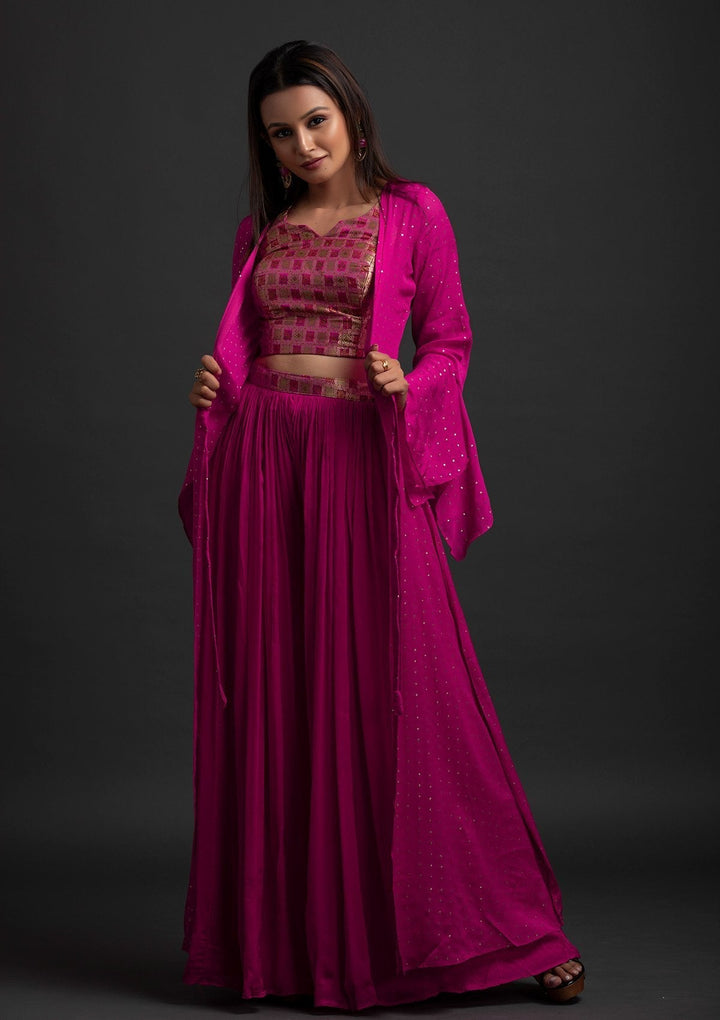 Rani Pink Zariwork Brocade Designer Salwar Suit - koskii